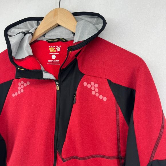 MOUNTAIN HARDWEAR Jacket Mens M Fleece Full Zip Hoodie Thumbholes Red - Picture 6 of 15